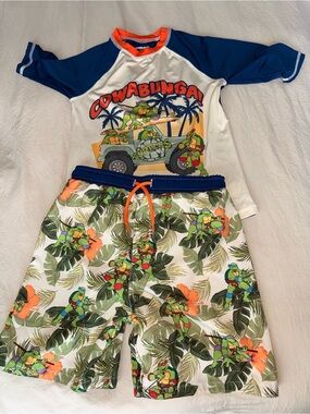 Nickelodeon Cowabunga Turtle Pajama Set - Blue, White & Orange